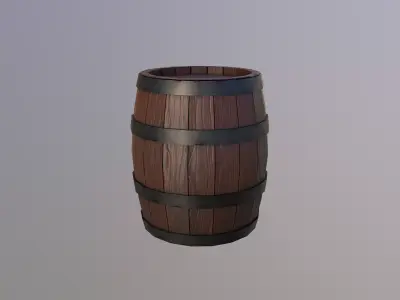 Wooden Barrel Free low-poly 3D model 9