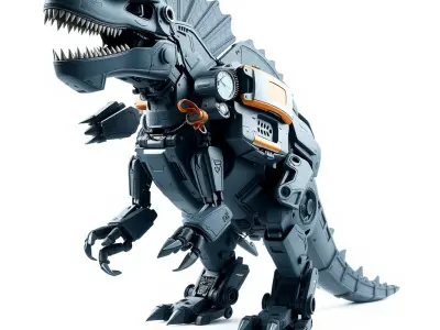 Futuristic Dinosaur Robot Model Pack Low-poly 3D model