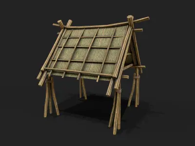 Bamboo Shelter 5 Low-poly 3D model