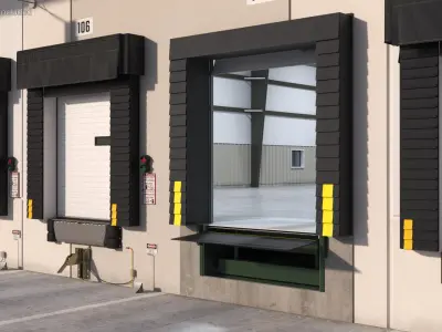Retractable Truck Dock Shelter with Rolling Door Rigged for Cinema 4D 3D model