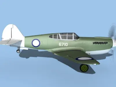 Curtiss P-40F Tomahawk V12 RNZAF 3D model