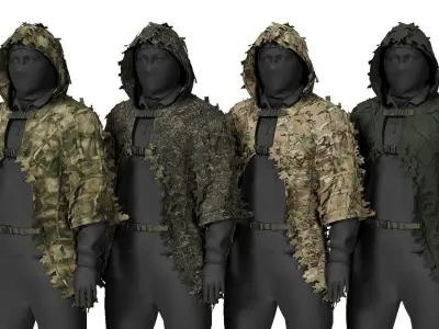 Alligator Ghillie Cloak Low-poly 3D model