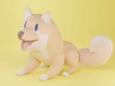 Shiba Inu Dog Cartoon 3D model