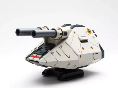 SciFi Tank Turret with Dual Cannons Model Pack Low-poly 3D model