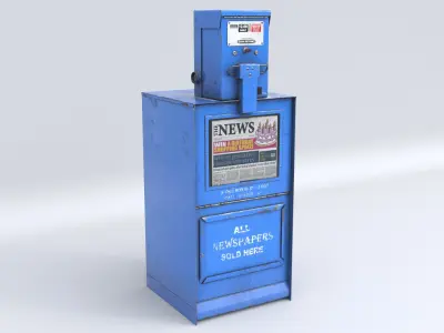 Newspaper Dispenser Blue HD 3D model
