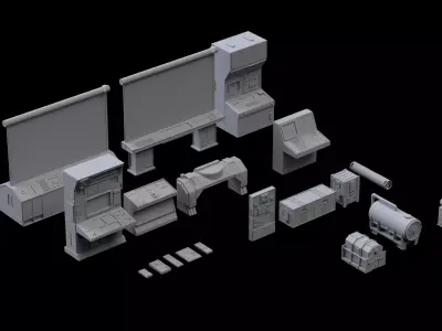 star wars computer kitbash Low-poly 3D model