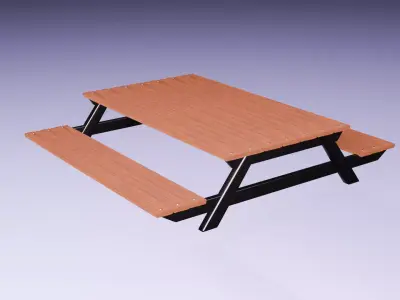 Industrial Picnic Table - Outdoor Dining Furniture Free 3D model
