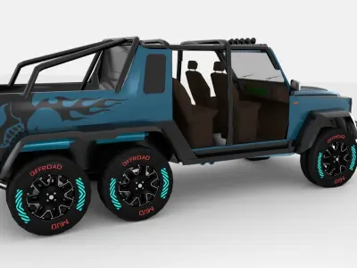 Jeep 6x6 Low-poly 3D model