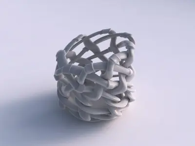 Bowl cylindrical with interlacing soft edged lattice and ribb... 3D model