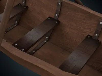 Low Poly Boat wooden canoe Low-poly 3D model