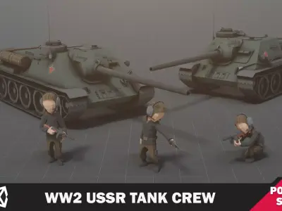 WW2 USSR Tank Crew Low-poly 3D model