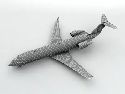 Bombardier CRJ 200 - Generic White Low-poly 3D model