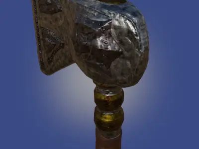 Ax made of iron with gold inlays PBR low-poly game-ready Free low-poly 3D model