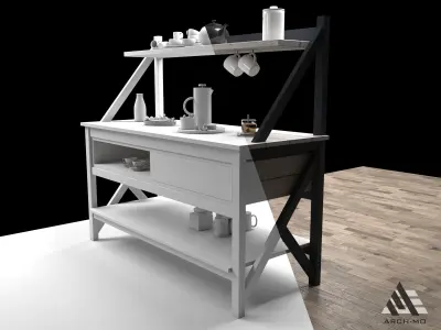 Coffee corner 05- furniture Free low-poly 3D model