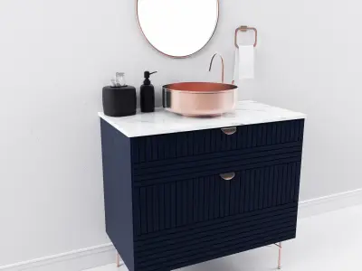 Washbasin bathroom vanity in navy copper Free 3D model