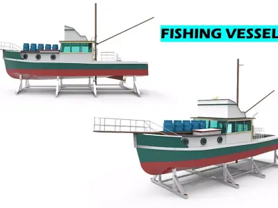 docking fishing ship 3D model