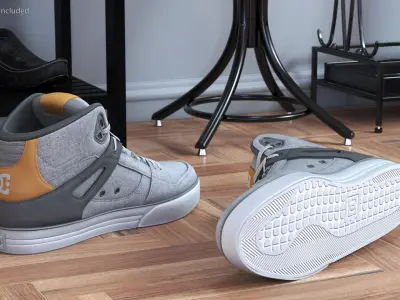 DC Casual Skate Sneakers Light Gray 3D model