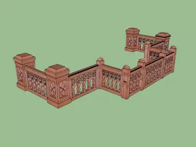 indian jodhpuri stone railing with balester 3d modal Low-poly 3D model