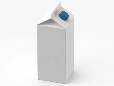 Milk Carton Type 01 XL Blank Blue Green and Red Label(1) 3D model
