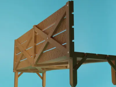 Sitting Wooden Bench for park home furniture Free low-poly 3D model