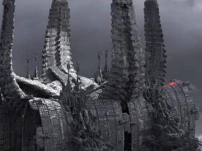 Sci-Fi Alien Spine City base 3D model 3D model