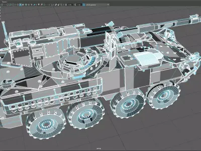 Modular Stryker MGS AFV 3D Model - 105mm Gun Mobile Gun System Low-poly 3D model