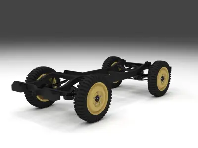 Jeep Willys Chassis Low-poly 3D model