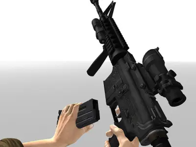 3DRT - Modern Firearms Animated - M4 Carbine Low-poly 3D model