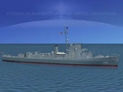 Destroyer Escort DE-203 USS Thomason 3D model