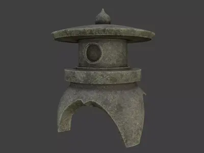 Japanese Stone Lantern 3 Low-poly 3D model