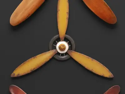 Set propeller 3D two wooden propellers 3D model