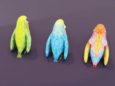 Cartoon Ara Parrot Animated 3D Models Low-poly 3D model