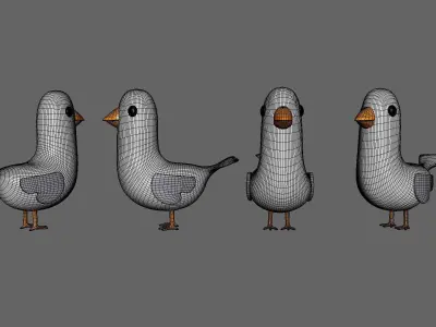 Low Poly - Cartoon Seagull Rigged Low-poly 3D model