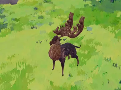 Stylized deer Game ready Low-poly 3D model