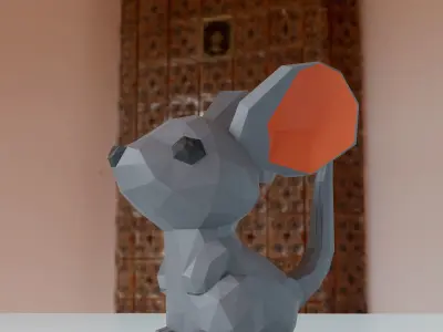 Mouse low poly 3D model polygonal 3D model