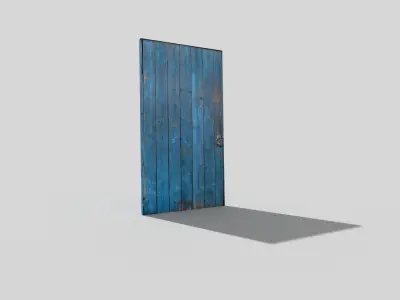 low poly door wooden Low-poly 3D model