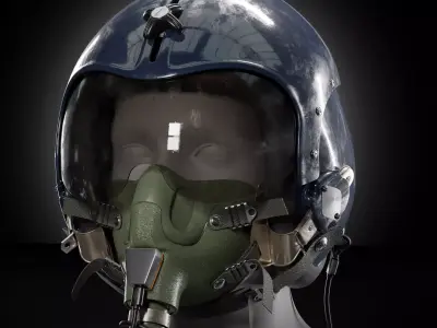 High Quality HGU-33 Fighter Pilot Helmet with MBU-12 Oxygen Mask 3D model