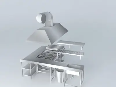 Kit233 Bench Coifa and Stove Stainless by Alex Marques Free 3D model
