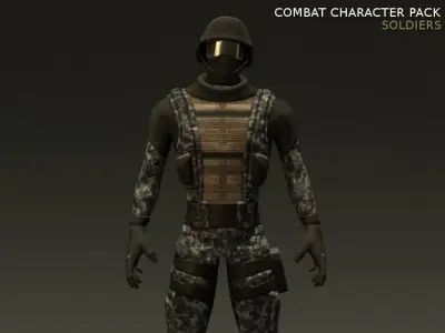 Combat Character Pack 1 Soldiers Low-poly 3D model