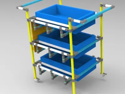 Handcart storage cart with bins 3D model