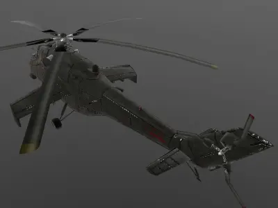 Mi-35 russian military helicopter - russian military helicopter Low-poly 3D model