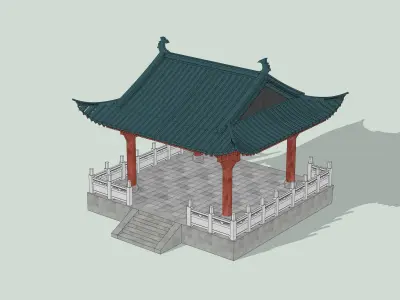 Traditional Chinese Opera Stage Low-poly 3D model