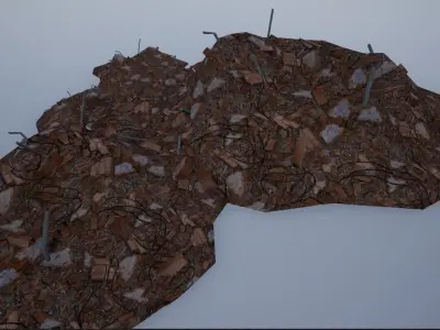 Destroyed Brick Rubble Piles Low-poly 3D model