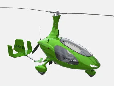 Gyroplane Autogyro Cavalon Green 3D model