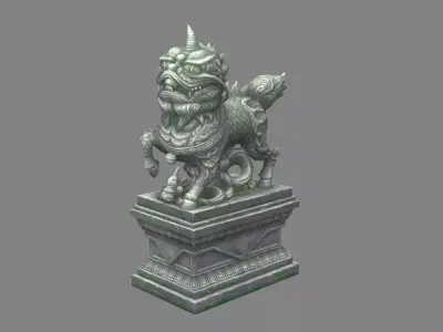 kylin Sculpture - chinese unicorn statue Low-poly 3D model