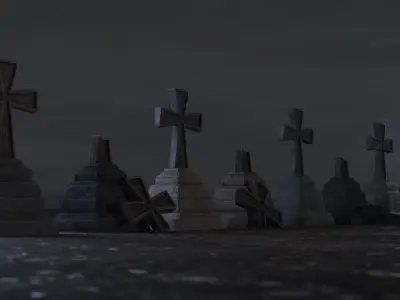 Hand Sculpted cemetery gravestones part 5 Low-poly 3D model