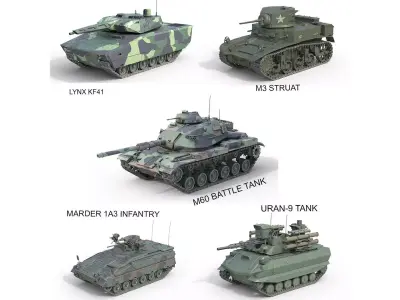 5 Military Vehicles Collection v30 Low-poly 3D model