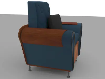Fabric Armchair Wood Chair Sofa Pillow 001 Free 3D model