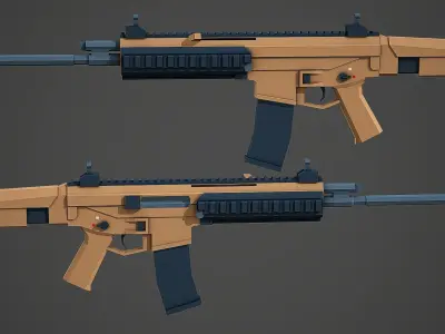 Stylized Bushmaster ACR Rifle Low Poly Mobile Ready Low-poly 3D model