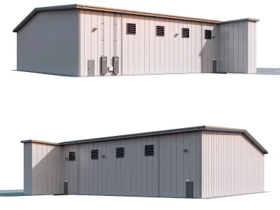 Airplane hangar for business aviation Low-poly 3D model